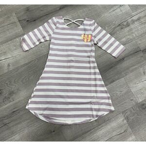 Hayden Girls Purple Striped Dress W/ Buttons Down The Back Size S NWT NEW
